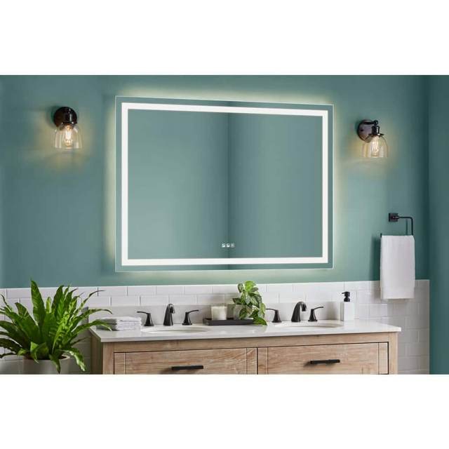 60 in. W x 36 in. H Rectangular Frameless Anti-Fog LED Wall Bathroom Vanity Mirror